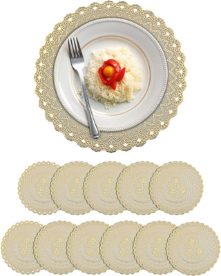 KUBER INDUSTRIES Round Pack of 12 Table Placemat(Gold, Leather)