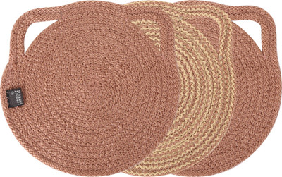 Saprose Round Pack of 3 Table Placemat(Beige, Polypropylene)