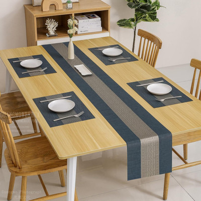 NTBAY Rectangular Pack of 5 Table Placemat(Blue, Grey, PVC, Polyester)