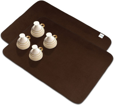 HOMESTIC Rectangular Pack of 2 Table Placemat(Brown, Microfibre)