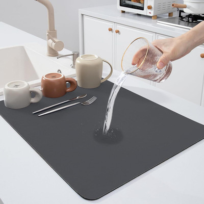GRISHVA Rectangular Pack of 1 Table Placemat(Grey, Rubber)