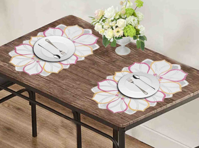 Romiz Rectangular Pack of 2 Table Placemat(Pink, Polyester)