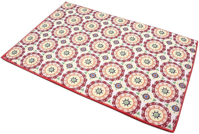 NEERAK Rectangular Pack of 1 Table Placemat(Red, Microfibre)