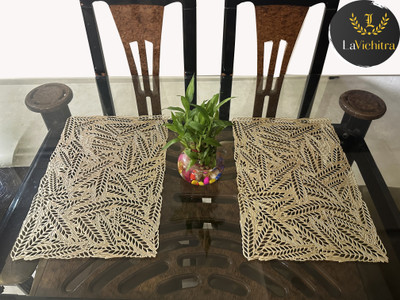 DELHI PVC CORP Rectangular Pack of 2 Table Placemat(Gold, PVC)