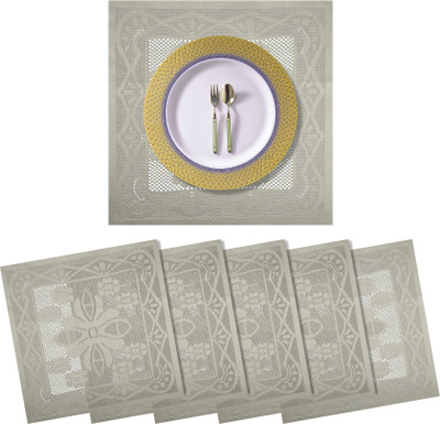 KUBER INDUSTRIES Square Pack of 6 Table Placemat(Yellow, Cotton)