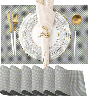 Wishland Rectangular Pack of 1 Table Placemat(Grey, PVC)