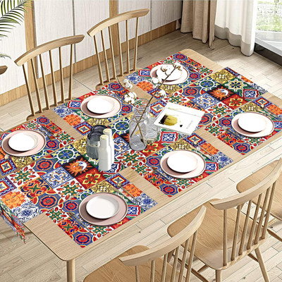PRAKARTIK Rectangular Pack of 7 Table Placemat(Multicolor, Cotton)