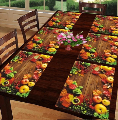 REVEXO Rectangular Pack of 6 Table Placemat(Brown, PVC)