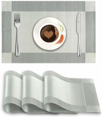 HOKiPO Rectangular Pack of 4 Table Placemat(Multicolor, PVC)