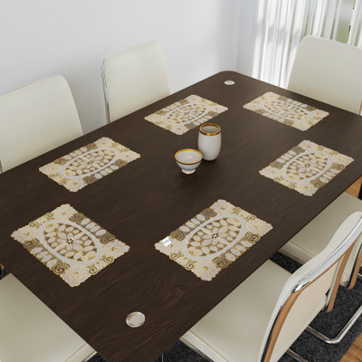 HOMESTIC Rectangular Pack of 6 Table Placemat(Gold, PVC)