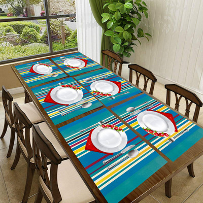 SANRAKSSHAN Rectangular Pack of 6 Table Placemat(Blue, PVC)