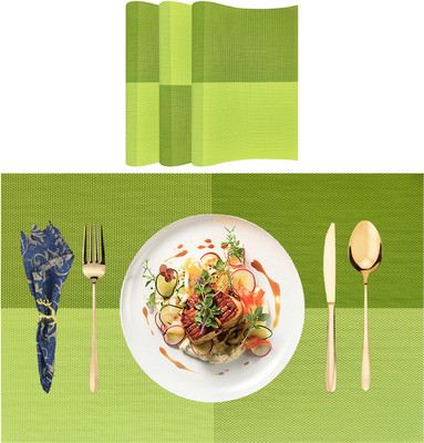 SLEEKBODE Rectangular Pack of 4 Table Placemat(Light Green, Polypropylene)