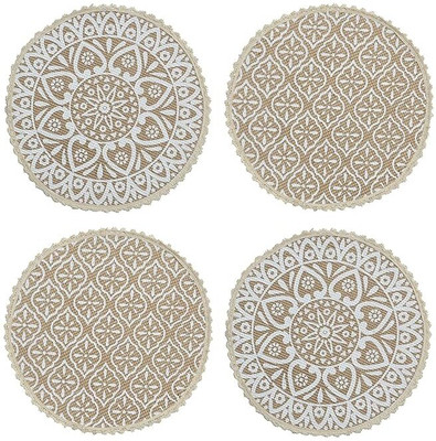 Trendy by Sakhi Round Pack of 4 Table Placemat(Beige, Jute)