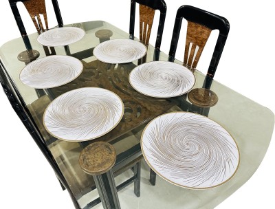 LaVichitra Round Pack of 6 Table Placemat(Gold, PVC)