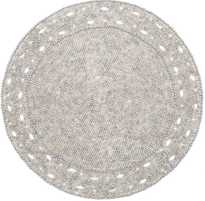 craftsnagri Round Pack of 2 Table Placemat(Silver, Glass, Polyester)