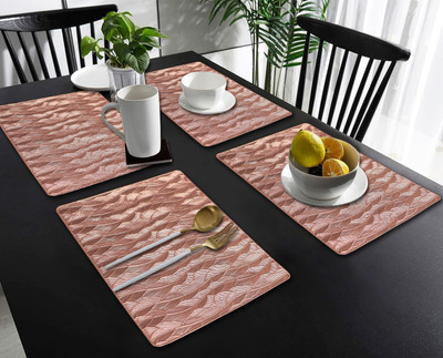 Dakshya Industries Rectangular Pack of 4 Table Placemat(Brown, PVC)