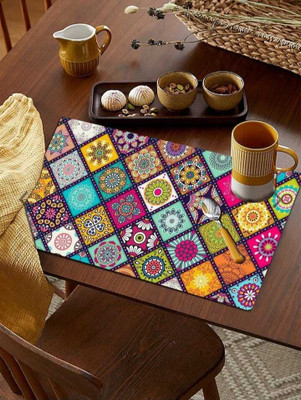 LOTUSKING Rectangular Pack of 6 Table Placemat(Orange, PVC)
