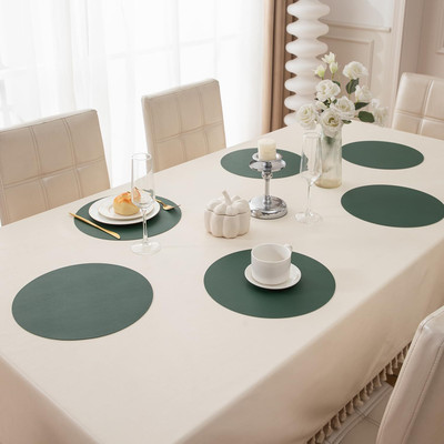 HOKiPO Round Pack of 6 Table Placemat(Green, Leather)