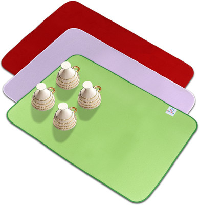 Heart Home Rectangular Pack of 3 Table Placemat(Multicolor, Microfibre)