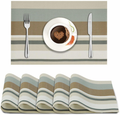 HOKiPO Rectangular Pack of 6 Table Placemat(Multicolor, PVC)