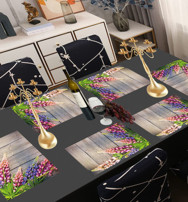 Creadcraft Rectangular Pack of 6 Table Placemat(Multicolor, Gold, PVC)
