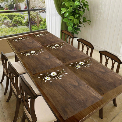 REVEXO Rectangular Pack of 6 Table Placemat(Brown, PVC)