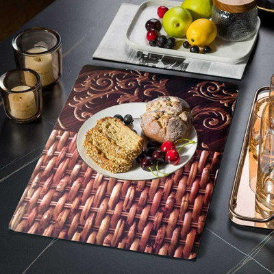 SANRAKSSHAN Rectangular Pack of 6 Table Placemat(Brown, PVC)