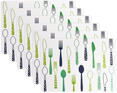 olwick Rectangular Pack of 6 Table Placemat(Green, Plastic)