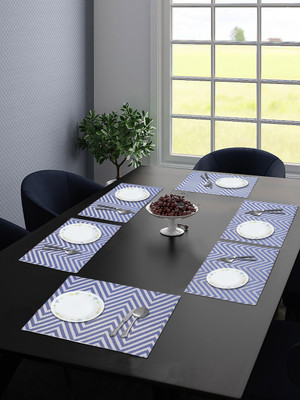 Saral Home Rectangular Pack of 6 Table Placemat(Blue, Cotton)