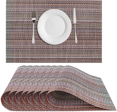 Dakshya Industries Rectangular Pack of 8 Table Placemat(Brown, PVC)