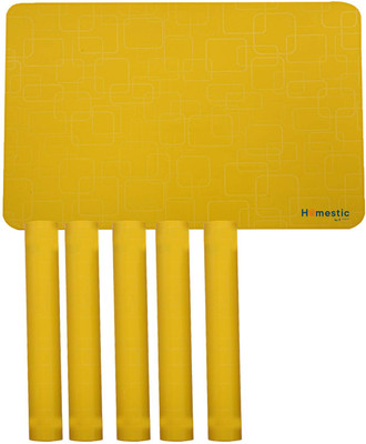 HOMESTIC Rectangular Pack of 6 Table Placemat(Yellow, PVC)