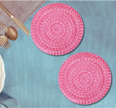 LADLI JEE Round Pack of 2 Table Placemat(Pink, Polyester)