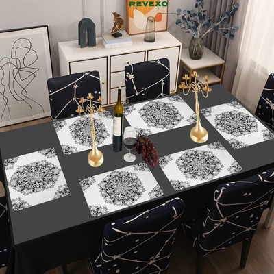 SANRAKSSHAN Rectangular Pack of 6 Table Placemat(White, Black, PVC)