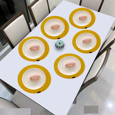 ROUSN Round Pack of 6 Table Placemat(Yellow, Cotton)