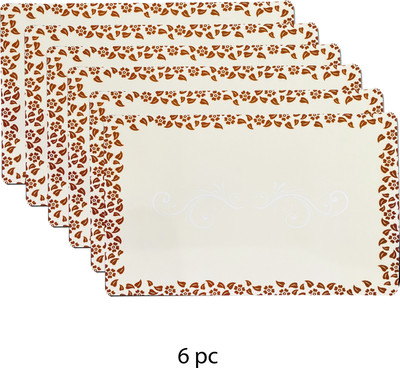 LaVichitra Rectangular Pack of 6 Table Placemat(Beige, PVC)