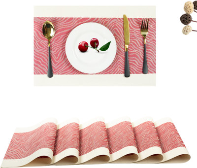 YELONA Rectangular Pack of 6 Table Placemat(Red, Beige, PVC)