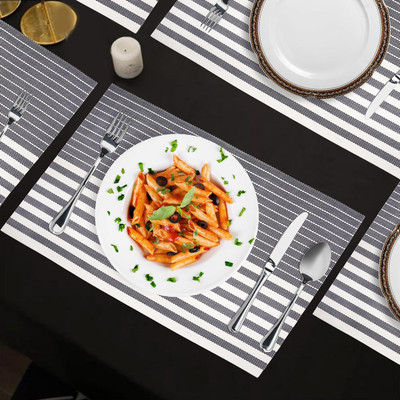 HomeCloud Rectangular Pack of 4 Table Placemat(Blue, PVC)
