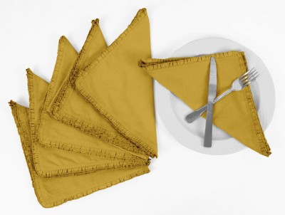 Vargottam Rectangular Pack of 8 Table Placemat(Yellow, Cotton)