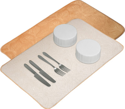 KUBER INDUSTRIES Rectangular Pack of 2 Table Placemat(Yellow, Gold, Microfibre)