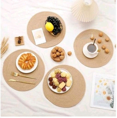 ROUSN Round Pack of 4 Table Placemat(Multicolor, Cotton)