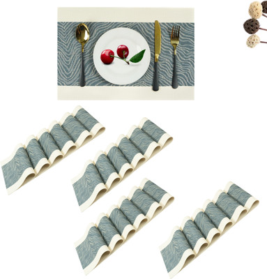 YELONA Rectangular Pack of 24 Table Placemat(Grey, Beige, White, PVC)