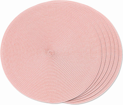 TIED RIBBONS Round Pack of 6 Table Placemat(Peach, Plastic)