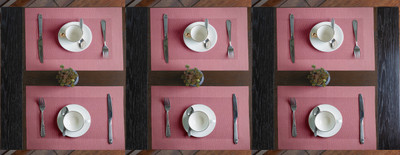 Aparajithaa Rectangular Pack of 6 Table Placemat(Pink, Cotton)