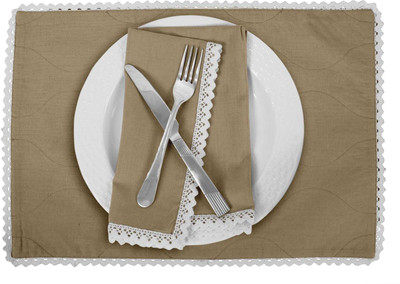 Vargottam Rectangular Pack of 6 Table Placemat(Beige, Cotton)
