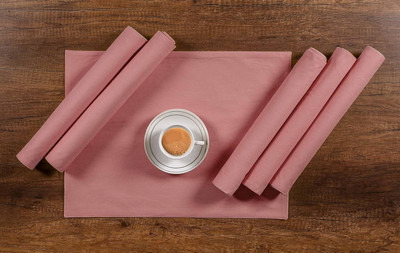 NWF Rectangular Pack of 6 Table Placemat(Peach, Cotton)