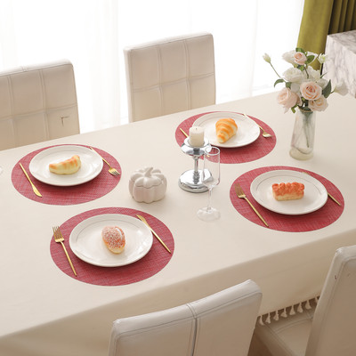 HOKiPO Round Pack of 4 Table Placemat(Red, PVC)