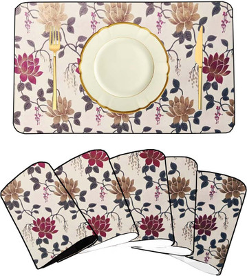 shrinitya Rectangular Pack of 6 Table Placemat(Multicolor, Polyester)