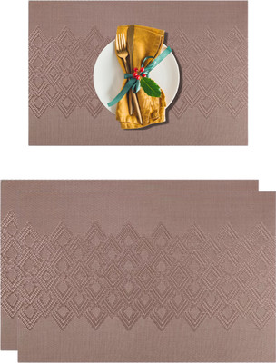 YELONA Rectangular Pack of 2 Table Placemat(Peach, PVC)