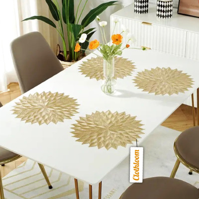 Clothloom Round Pack of 4 Table Placemat(Gold, Plastic)