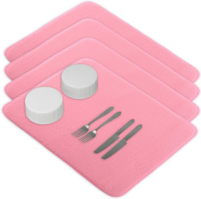 KUBER INDUSTRIES Rectangular Pack of 4 Table Placemat(Pink, Microfibre)